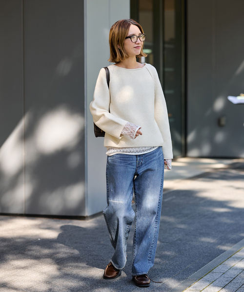 FRAMeWORK（フレームワーク）の「SPRING-ニット（ニット/セーター・レディース・グレー/アイボリー/ブルー・FREE）」の14枚目の写真