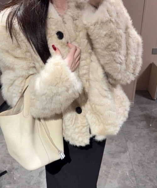 Ritzy（リッツィー）の「もこもこ フェイクファージャケット（その他アウター・レディース・ホワイト/モカ・M）」の9枚目の写真