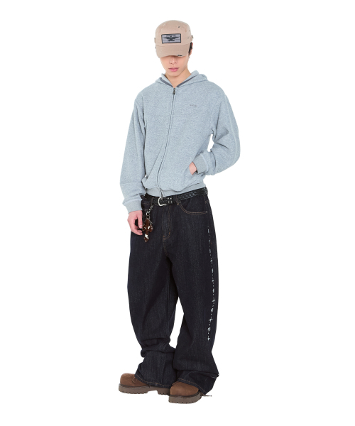 セール】Side Rhinestone Denim Pants (Dark Blue)（デニムパンツ