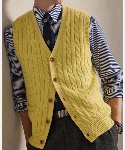 セール】ケーブルニット ウールカシミヤ セーター ベスト（ベスト