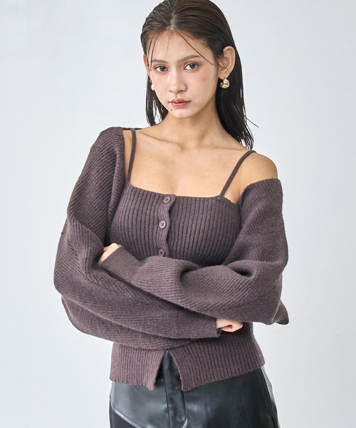 ANAP(アナップ)の「キャミ × ボレロ アンサンブル ニット(アンサンブル・レディース・ダークグレー/ライトベージュ/ブラウン・F)」の9枚目の写真