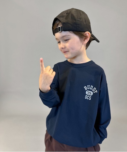 GROOVY COLORS（グルービーカラーズ）の「PTT Drawstrings Long Sleeve Tee（Tシャツ/カットソー・キッズ・ネイビー・125/115）」の4枚目の写真