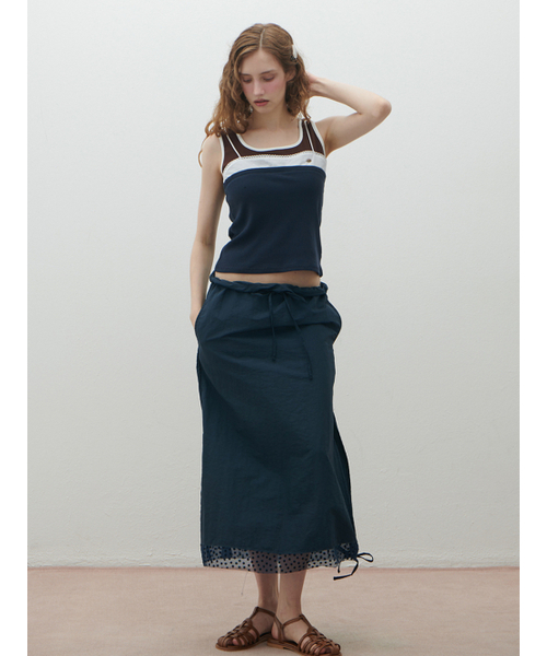 HHIPS(ダブルヒップス)の「ドット配色ナイロンスカート(navy)(スカート・レディース・その他・FREE)」の1枚目の写真