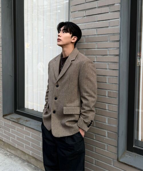 MINDBRIDGE（マインドブリッジ）の「[COUTURE]ヘリンボーンオーバーサイズジャケット（テーラードジャケット・メンズ・ベージュ・100/110/95/105）」の12枚目の写真