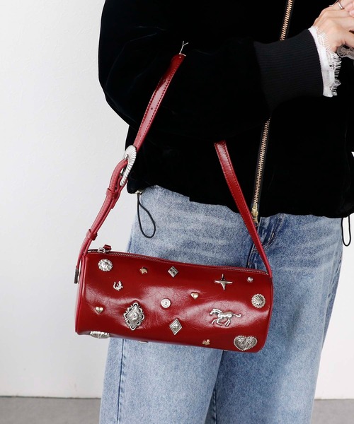 Three Four Time（ｽﾘｰﾌｫｰﾀｲﾑ）の「コンチョドラムボストンBAG（ショルダーバッグ・レディース・シルバー/ブラック/レッド・FREE）」の11枚目の写真