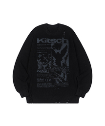 ODD STUDIO（オッドスタジオ）の「グランジエンジェルグラフィックダメージニット - ブラック（ニット/セーター）」