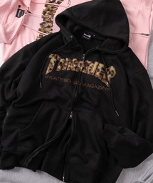 THRASHER（スラッシャー）の「【70】【THRASHER/スラッシャー】ブランドロゴ アップリケ刺繍 裏毛 ジップパーカー/ダブルジップ/ショート丈有り（パーカー）」