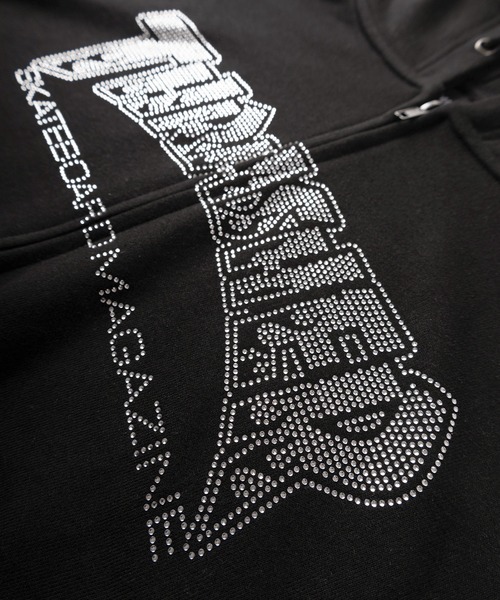 THRASHER（スラッシャー）の「【70】【THRASHER/スラッシャー】ブランドロゴ アップリケ刺繍 裏毛 ジップパーカー/ダブルジップ/ショート丈有り（パーカー・メンズ・ピンク/ブラック/ブラック系その他2/ブラック系その他/グレー・FREE/M/L/XL）」の6枚目の写真