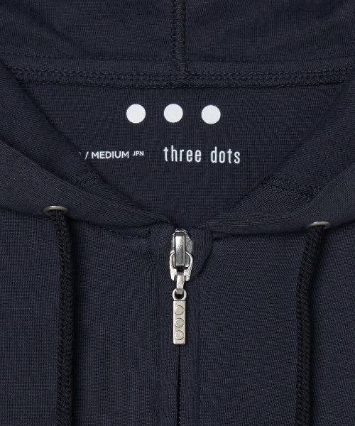 three dots(スリードッツ)の「ブラッシュドリブ ダブルフーディ(パーカー・メンズ・ホワイト/ブラック/ダークネイビー/グレイッシュブルー/ベージュ系その他・SMALL/MEDIUM/LARGE/M)」の9枚目の写真