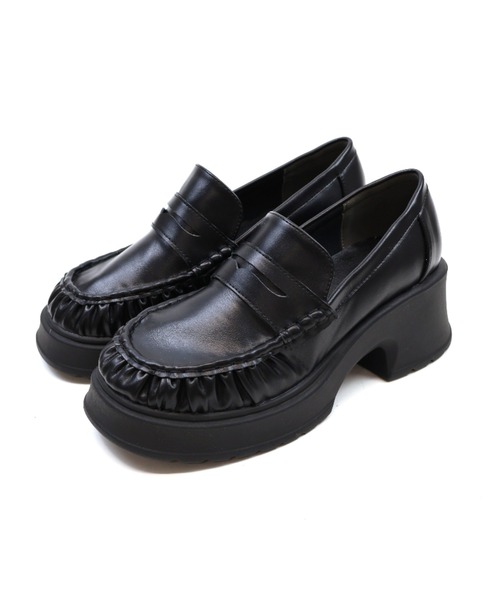 VIVIAN（ヴィヴィアン）の「厚底ギャザーローファー（ローファー・レディース・ブラック/ダークブラウン・S/LL/L/M）」の6枚目の写真