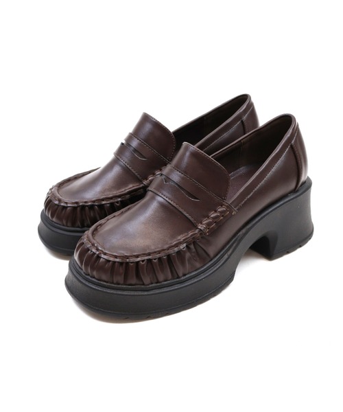 VIVIAN（ヴィヴィアン）の「厚底ギャザーローファー（ローファー・レディース・ブラック/ダークブラウン・S/LL/L/M）」の7枚目の写真