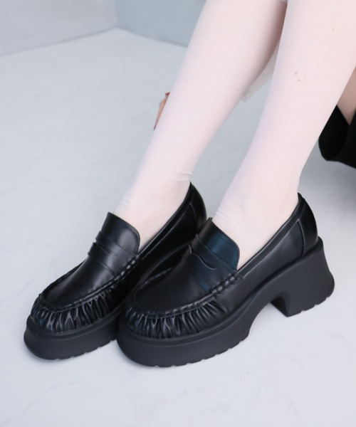 VIVIAN（ヴィヴィアン）の「厚底ギャザーローファー（ローファー・レディース・ブラック/ダークブラウン・S/LL/L/M）」の21枚目の写真