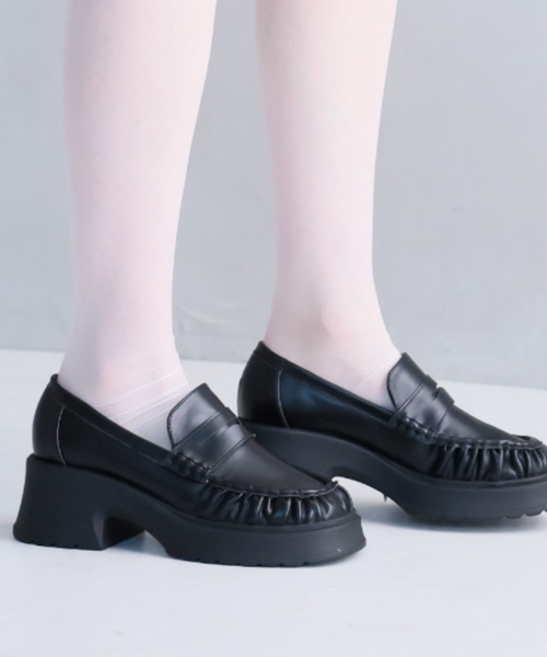 VIVIAN（ヴィヴィアン）の「厚底ギャザーローファー（ローファー・レディース・ブラック/ダークブラウン・S/LL/L/M）」の22枚目の写真