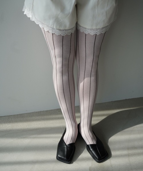 SANSeLF（サンセルフ）の「【SANSeLF】スリムラインヘリンボーンタイツ saa25a244（タイツ/ストッキング・レディース・B/C/A・FREE）」の5枚目の写真