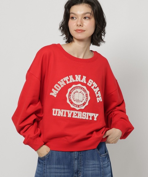 niko and...(ニコアンド)の「ブラッシュエンブロ裏毛プルオーバー(スウェット・レディース・ネイビー/レッド/グレー・MEDIUM/LARGE)」の3枚目の写真