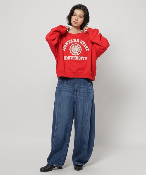 niko and...(ニコアンド)の「ブラッシュエンブロ裏毛プルオーバー(スウェット・レディース・ネイビー/レッド/グレー・MEDIUM/LARGE)」の15枚目の写真