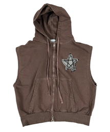 Doodle Star Pigment Hood Zip-up (Brown)