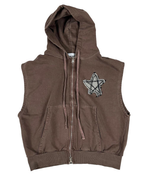 SK8ER ROCK(スケーターロック)の「Doodle Star Pigment Hood Zip-up (Brown)(ベスト・レディース・その他・ONE SIZE)」の1枚目の写真