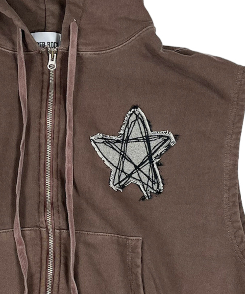 SK8ER ROCK(スケーターロック)の「Doodle Star Pigment Hood Zip-up (Brown)(ベスト・レディース・その他・ONE SIZE)」の4枚目の写真