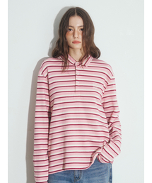 STRIPE PIQUE LONG SLEEVE, PINK