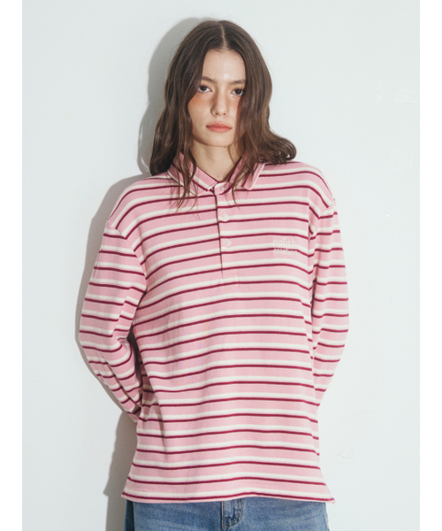 OAFISH(オアフィッシュ)の「STRIPE PIQUE LONG SLEEVE, PINK(ポロシャツ・レディース・その他・ONE SIZE)」の5枚目の写真