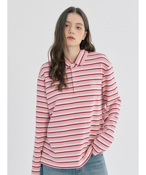 OAFISH(オアフィッシュ)の「STRIPE PIQUE LONG SLEEVE, PINK(ポロシャツ・レディース・その他・ONE SIZE)」の4枚目の写真