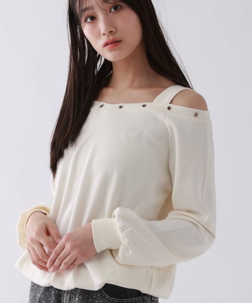 repipi armario（レピピ アルマリオ）の「EYELETオフショルスウェット（スウェット・キッズ・オフホワイト/グレー/ブラック・SMALL/MEDIUM/LARGE）」の6枚目の写真