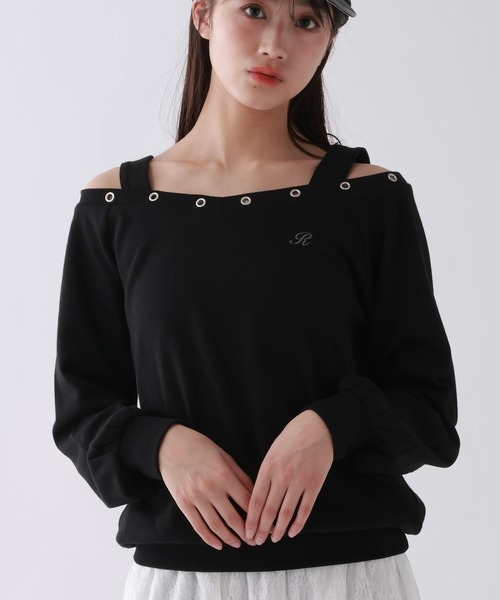 repipi armario（レピピ アルマリオ）の「EYELETオフショルスウェット（スウェット・キッズ・オフホワイト/グレー/ブラック・SMALL/MEDIUM/LARGE）」の11枚目の写真