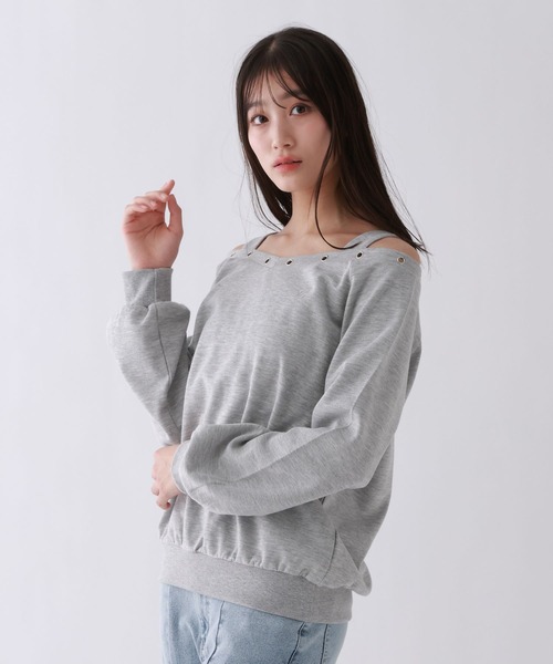 repipi armario（レピピ アルマリオ）の「EYELETオフショルスウェット（スウェット・キッズ・オフホワイト/グレー/ブラック・SMALL/MEDIUM/LARGE）」の14枚目の写真