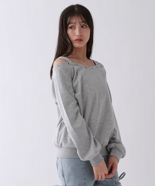 repipi armario（レピピ アルマリオ）の「EYELETオフショルスウェット（スウェット・キッズ・オフホワイト/グレー/ブラック・SMALL/MEDIUM/LARGE）」の15枚目の写真