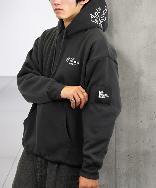 セール】グラフィック パーカー ワイド 長袖スウェット ワンポイント