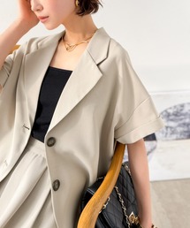 Classical Evon（クラシカルエヴォン）の「【Classical Evon】【イージーケア素材】軽やかに羽織れる上品さが魅力。イージーケア半袖ジャケット(セットアップ可能)（テーラードジャケット）」