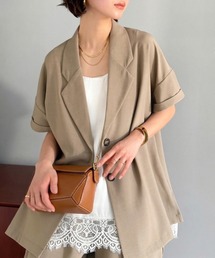 Classical Evon（クラシカルエヴォン）の「【Classical Evon】【イージーケア素材】軽やかに羽織れる上品さが魅力。イージーケア半袖ジャケット(セットアップ可能)（テーラードジャケット）」