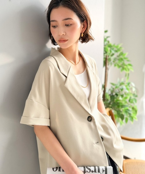 Classical Evon(クラシカルエヴォン)の「【Classical Evon】【イージーケア素材】軽やかに羽織れる上品さが魅力。イージーケア半袖ジャケット(セットアップ可能)(テーラードジャケット・レディース・ライトベージュ/ブラック/モカ・X-LARGE/SMALL/MEDIUM/LARGE)」の17枚目の写真