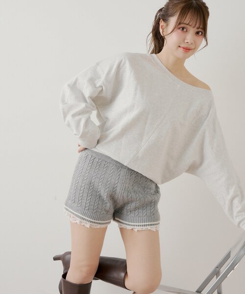 Chico(チコ)の「【セットアップ対応】裾レイヤードニットショートパンツ(その他パンツ・レディース・グレー/ピンク/アイボリー・SMALL/MEDIUM)」の6枚目の写真