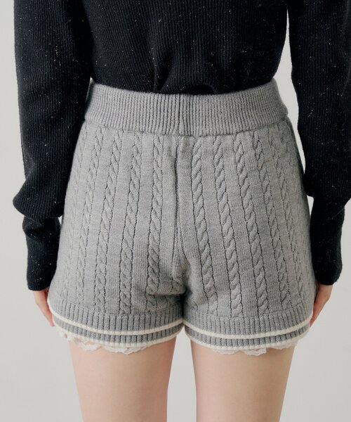 セール】【セットアップ対応】裾レイヤードニットショートパンツ