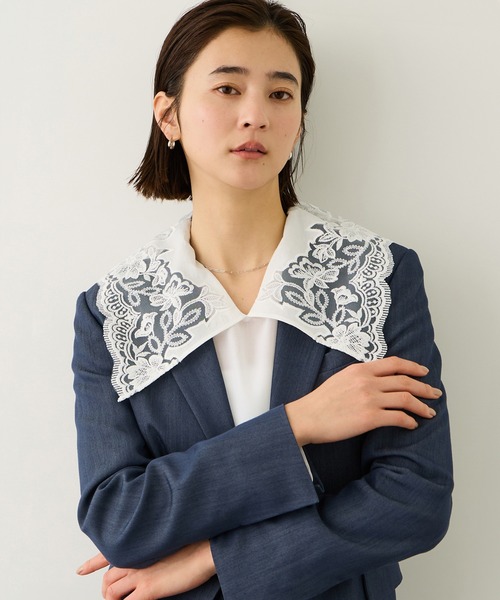 ROPE'（ロペ）の「レースカラープルオーバーブラウス（シャツ/ブラウス・レディース・ブラック/ホワイト・FREE）」の2枚目の写真