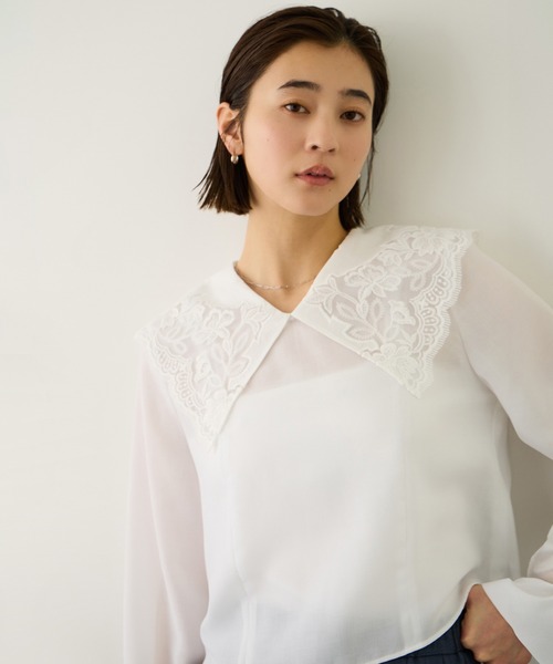 ROPE'（ロペ）の「レースカラープルオーバーブラウス（シャツ/ブラウス・レディース・ブラック/ホワイト・FREE）」の11枚目の写真