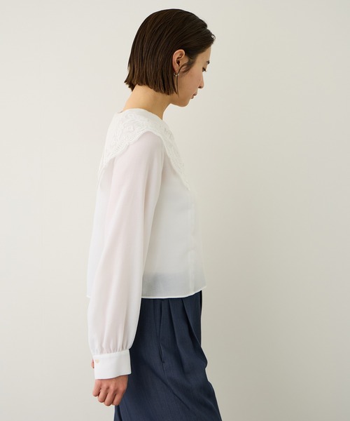 ROPE'（ロペ）の「レースカラープルオーバーブラウス（シャツ/ブラウス・レディース・ブラック/ホワイト・FREE）」の12枚目の写真