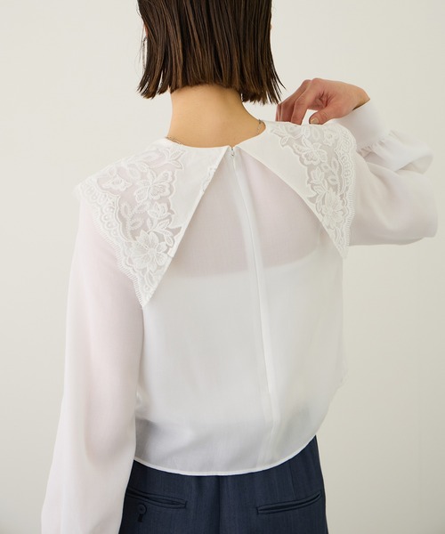 ROPE'（ロペ）の「レースカラープルオーバーブラウス（シャツ/ブラウス・レディース・ブラック/ホワイト・FREE）」の13枚目の写真
