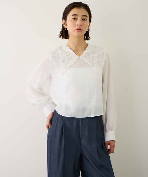 ROPE'（ロペ）の「レースカラープルオーバーブラウス（シャツ/ブラウス・レディース・ブラック/ホワイト・FREE）」の16枚目の写真