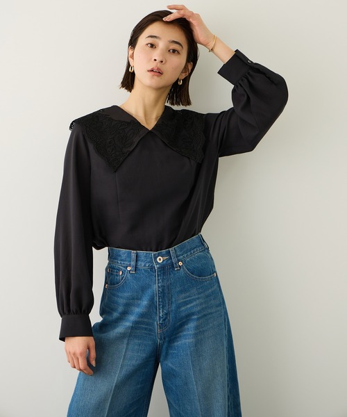 ROPE'（ロペ）の「レースカラープルオーバーブラウス（シャツ/ブラウス・レディース・ブラック/ホワイト・FREE）」の21枚目の写真