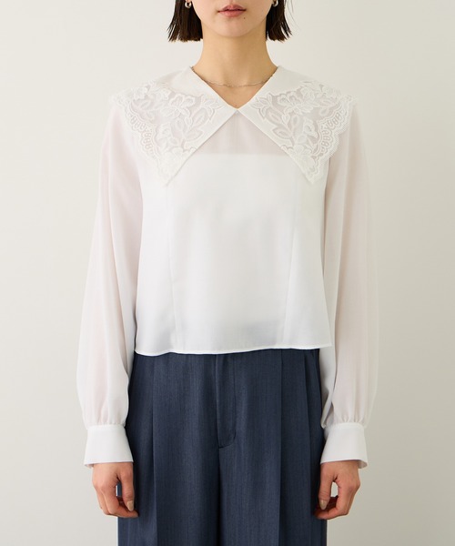 ROPE'（ロペ）の「レースカラープルオーバーブラウス（シャツ/ブラウス・レディース・ブラック/ホワイト・FREE）」の21枚目の写真