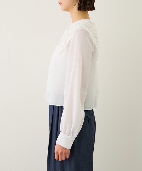 ROPE'（ロペ）の「レースカラープルオーバーブラウス（シャツ/ブラウス・レディース・ブラック/ホワイト・FREE）」の22枚目の写真