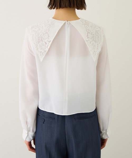 ROPE'（ロペ）の「レースカラープルオーバーブラウス（シャツ/ブラウス・レディース・ブラック/ホワイト・FREE）」の3枚目の写真