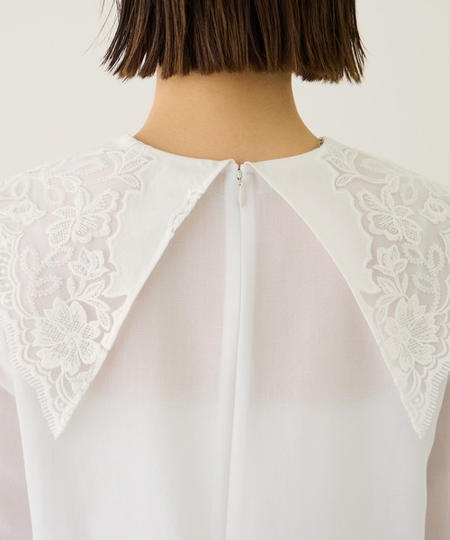 ROPE'（ロペ）の「レースカラープルオーバーブラウス（シャツ/ブラウス・レディース・ブラック/ホワイト・FREE）」の4枚目の写真