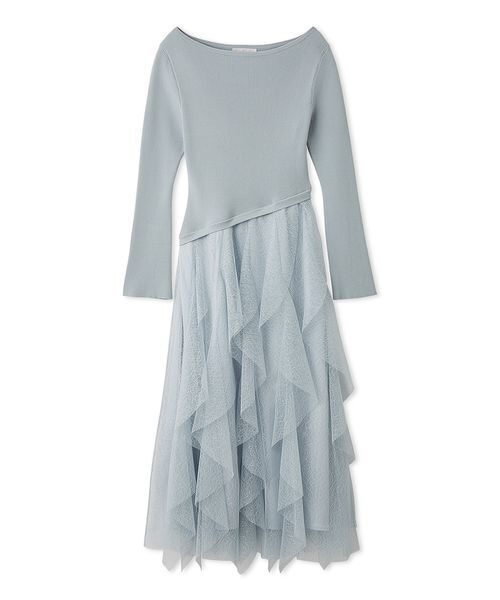 CELFORD（セルフォード）の「ラッフルスカートドッキングニットワンピ（ワンピース・レディース・ライトグレー/サックスブルー/ブラック・38/36）」の3枚目の写真