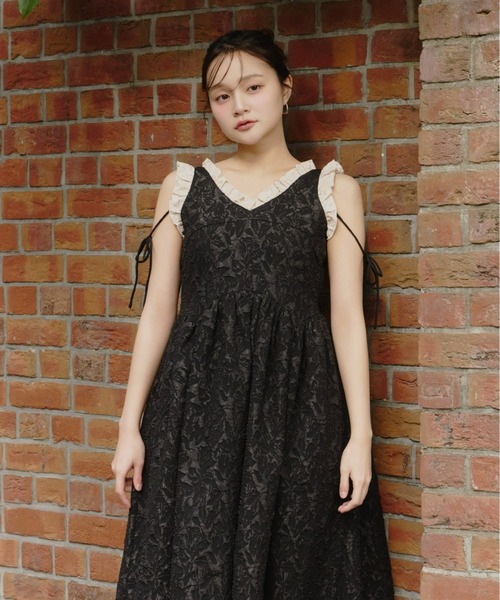 Olu.（オルドット）の「フリルリボンジャガードワンピース（ワンピース・レディース・ブラック×ベージュ/ホワイト系その他/ブラック・0/1）」の19枚目の写真