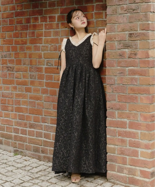 Olu.（オルドット）の「フリルリボンジャガードワンピース（ワンピース・レディース・ブラック×ベージュ/ホワイト系その他/ブラック・0/1）」の20枚目の写真