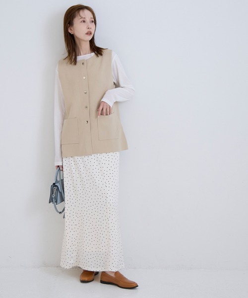 coca（coca）（コカ）の「金ボタンニットベスト | セレモニー オフィス ママスーツ フォーマルウェア スーツ 卒業式（ベスト・レディース・ネイビー/ベージュ・M/L）」の12枚目の写真